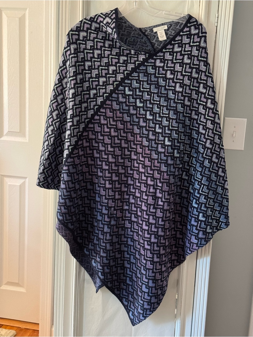J. Jill Purple & Navy Geometric Knit Poncho